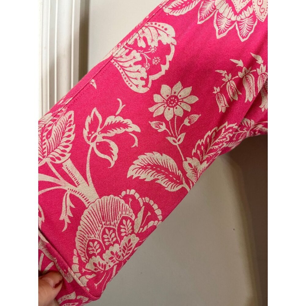 Tommy Bahama Floral Dress Pink M Apothecary Blooms Tie Resort Preppy Chic - Picture 2 of 7